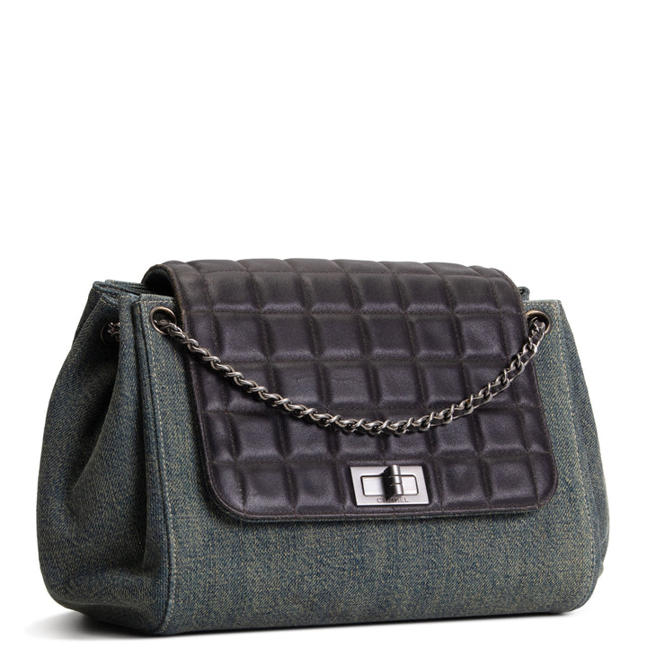 CHANEL Vintage Chocolate Bar Denim Reissue Accordian Flap - Blue