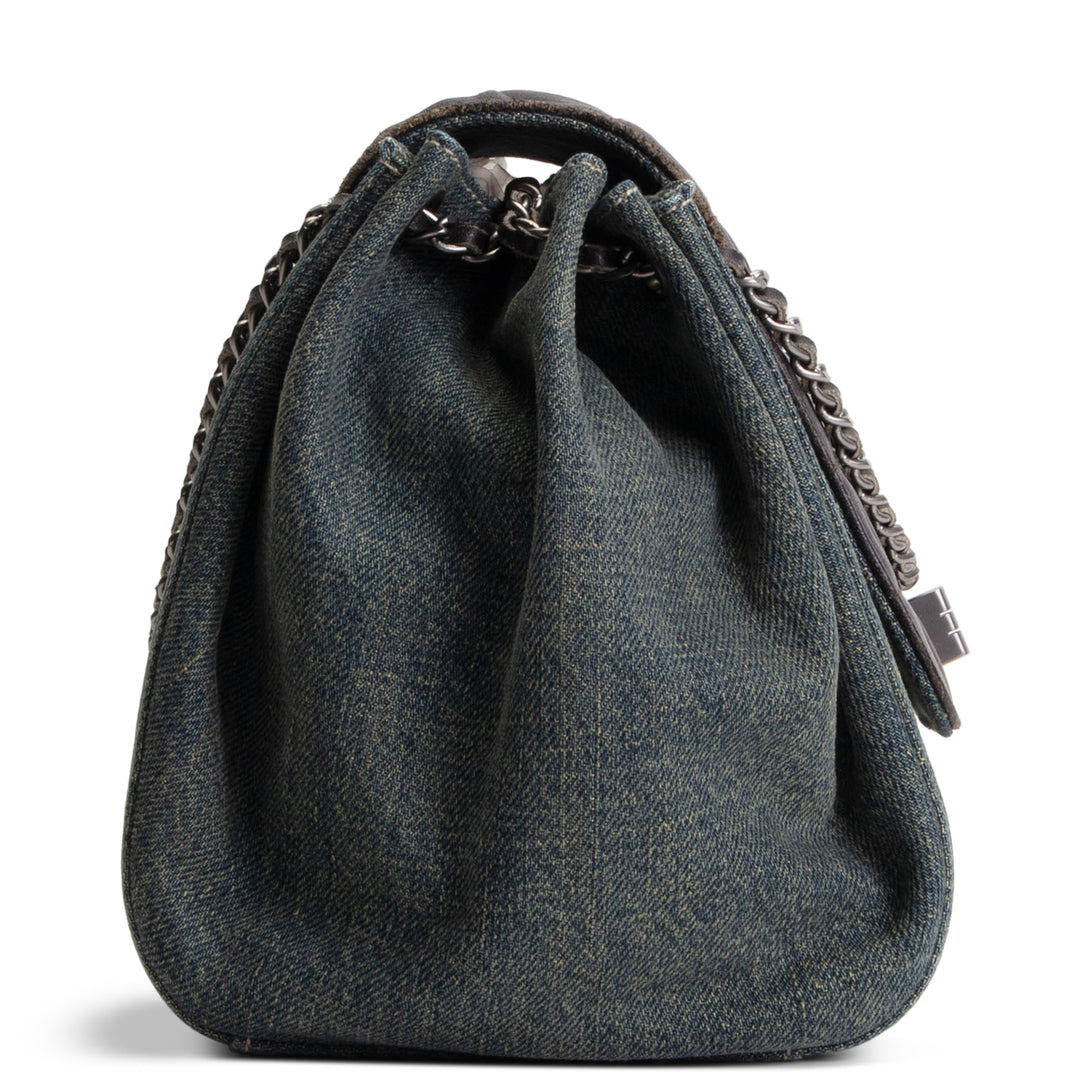 CHANEL Vintage Chocolate Bar Denim Reissue Accordian Flap - Blue