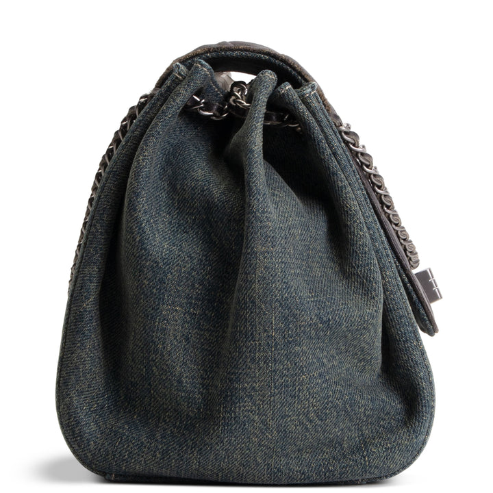CHANEL Vintage Chocolate Bar Denim Reissue Accordian Flap - Blue
