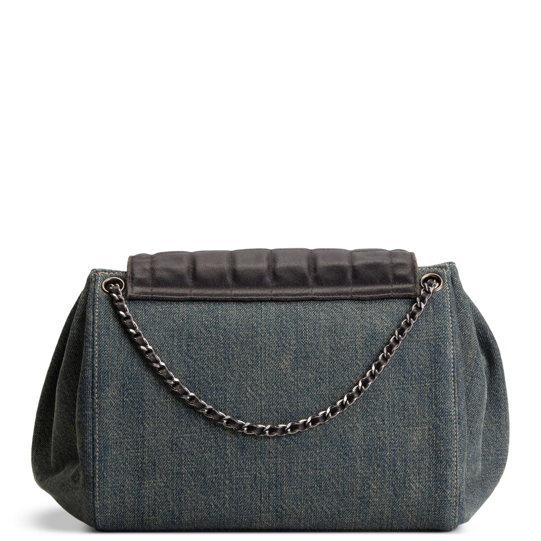 CHANEL Vintage Chocolate Bar Denim Reissue Accordian Flap - Blue
