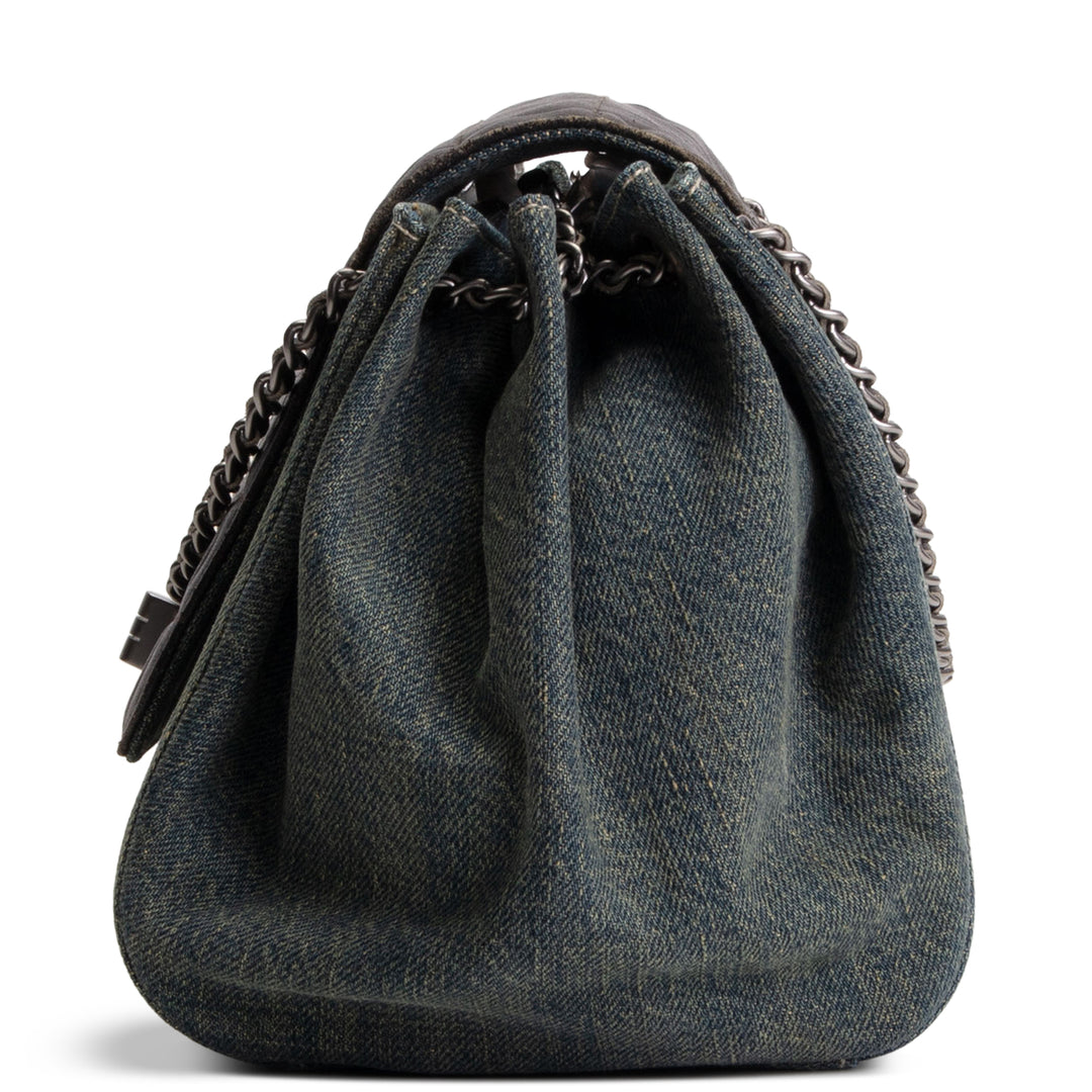 CHANEL Vintage Chocolate Bar Denim Reissue Accordian Flap - Blue