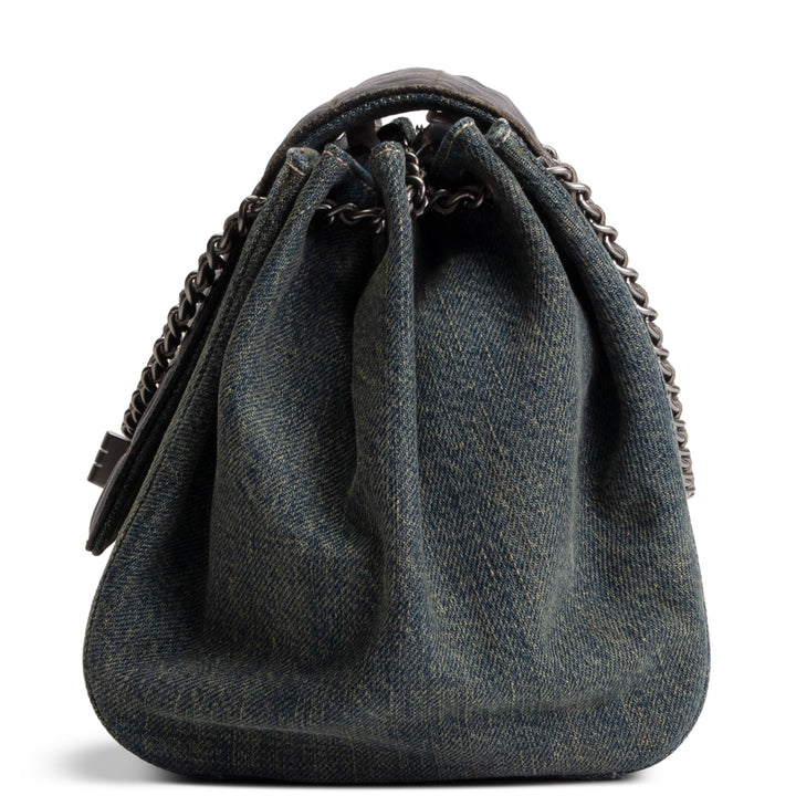 CHANEL Vintage Chocolate Bar Denim Reissue Accordian Flap - Blue