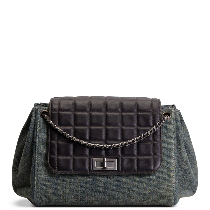 CHANEL Vintage Chocolate Bar Denim Reissue Accordian Flap - Blue