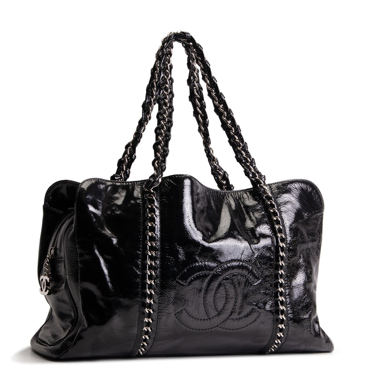 CHANEL Patent Luxe Ligne Tote - Black