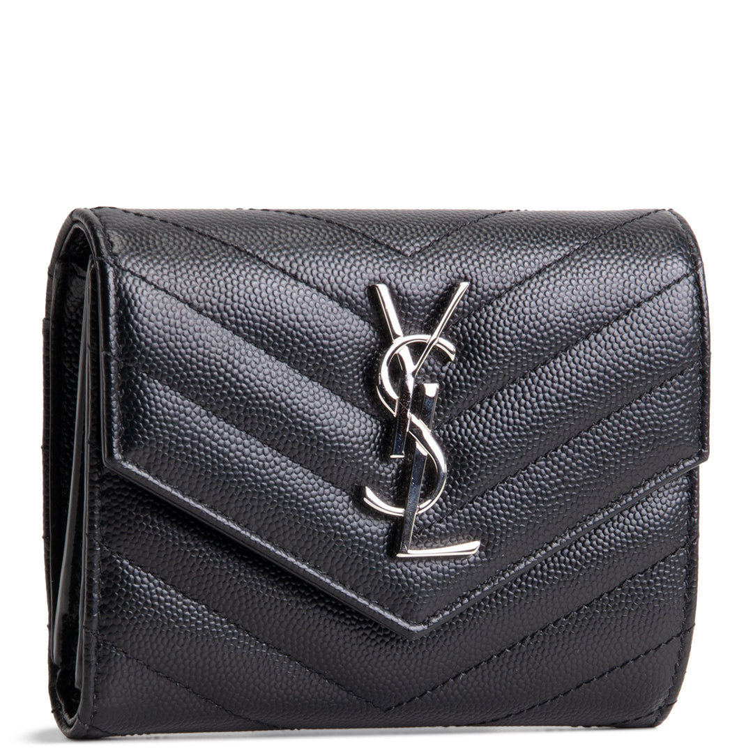 SAINT LAURENT Cassandre Trifold Wallet - Black