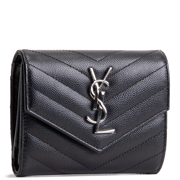 SAINT LAURENT Cassandre Trifold Wallet - Black
