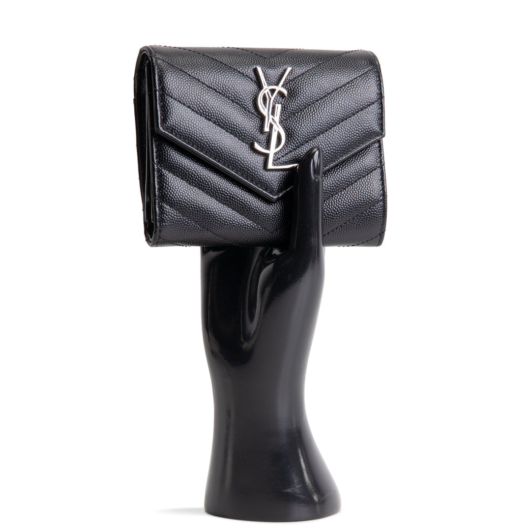 SAINT LAURENT Cassandre Trifold Wallet - Black