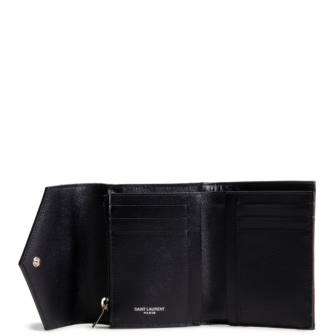 SAINT LAURENT Cassandre Trifold Wallet - Black