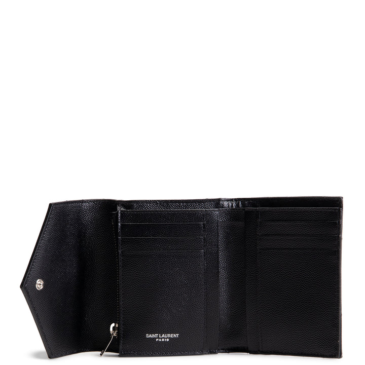 SAINT LAURENT Cassandre Trifold Wallet - Black