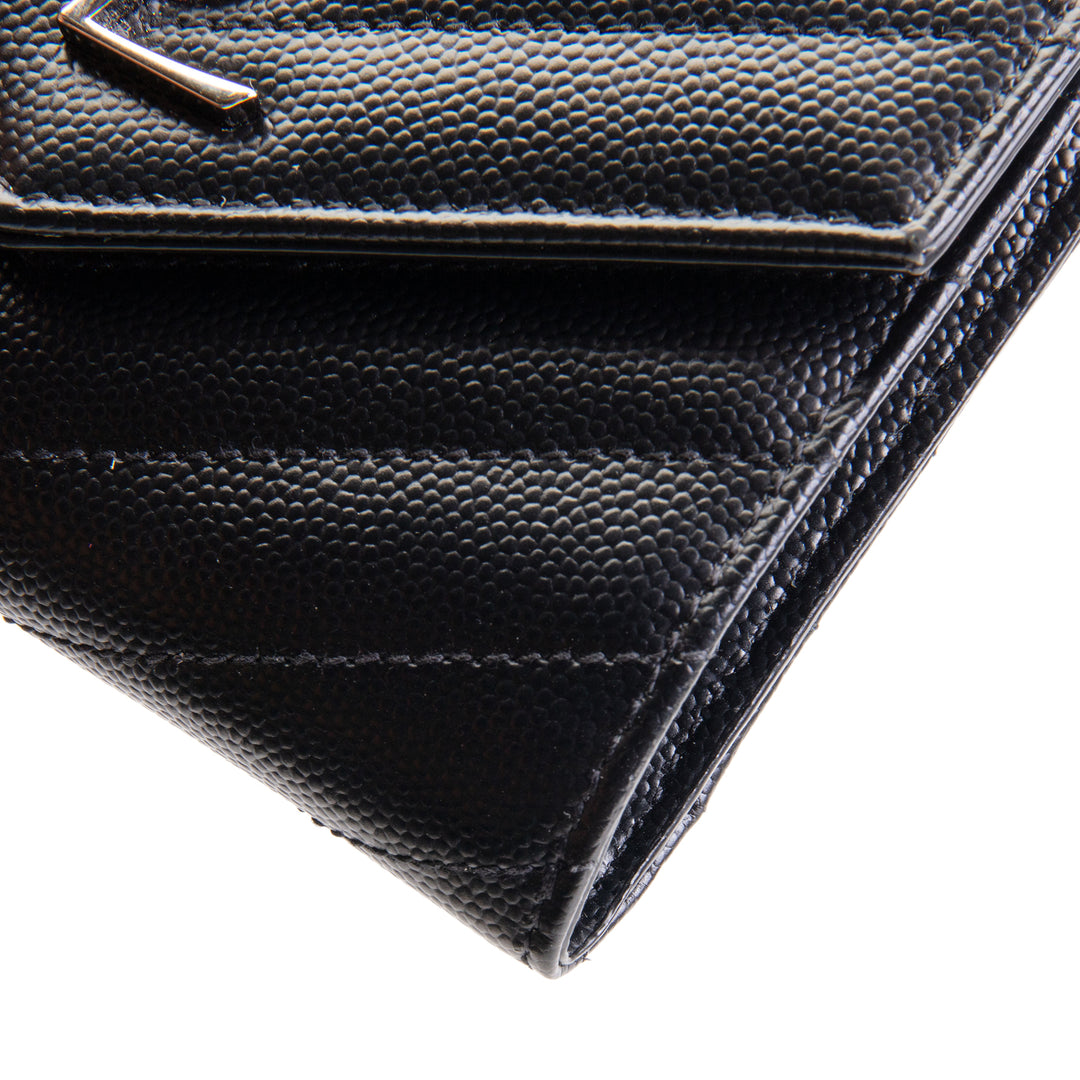 SAINT LAURENT Cassandre Trifold Wallet - Black