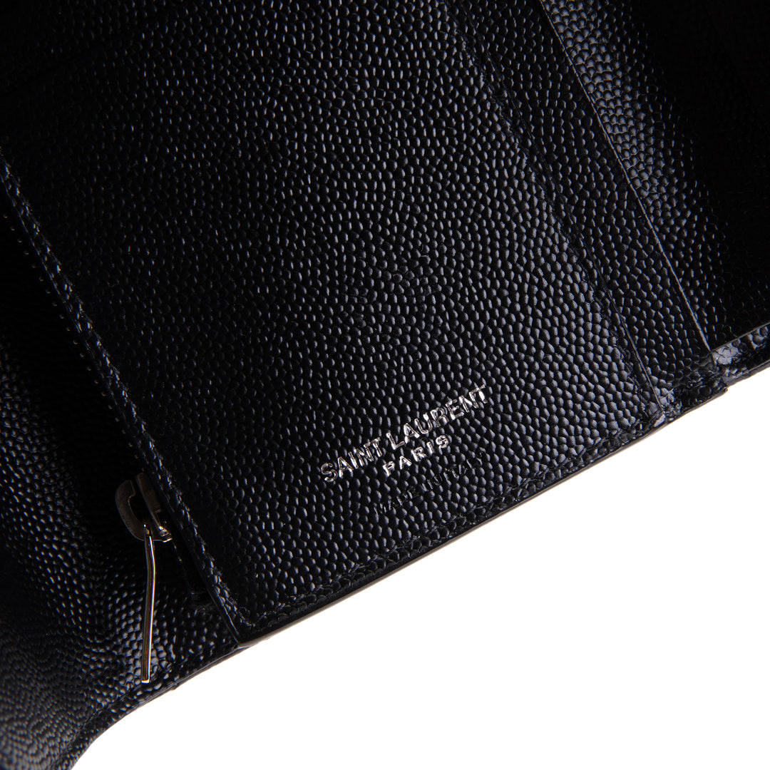 SAINT LAURENT Cassandre Trifold Wallet - Black