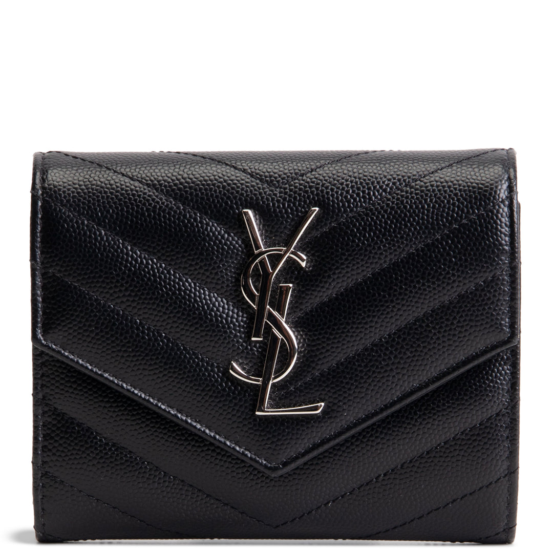 SAINT LAURENT Cassandre Trifold Wallet - Black