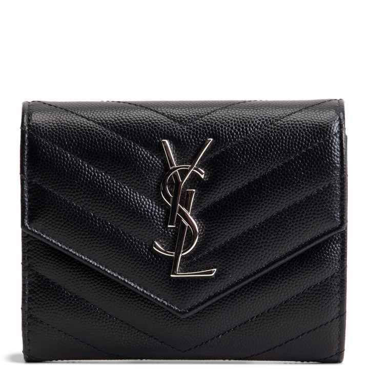 SAINT LAURENT Cassandre Trifold Wallet - Black