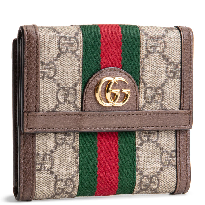 GUCCI Ophidia GG Supreme French Purse Wallet - Beige & Ebony