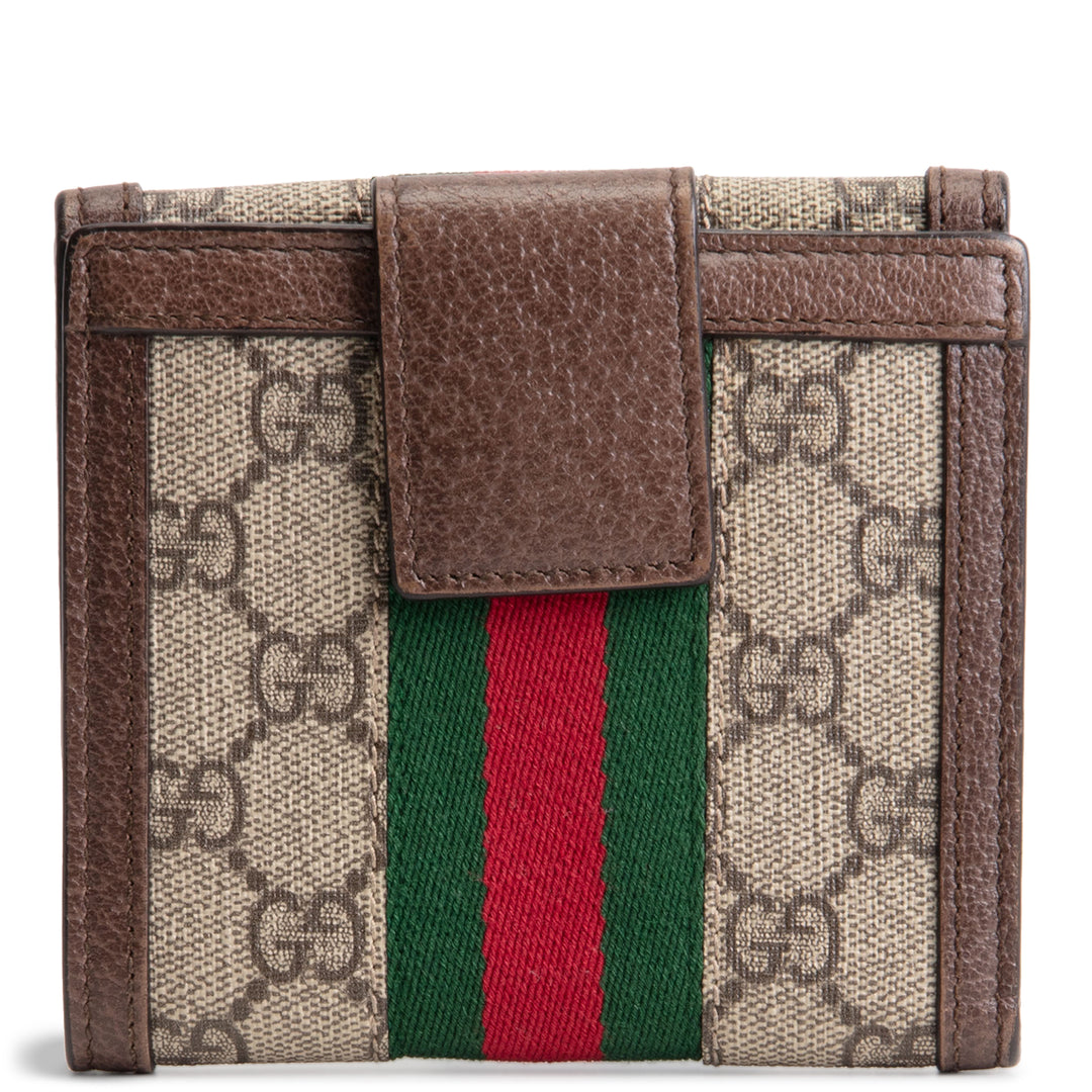 GUCCI Ophidia GG Supreme French Purse Wallet - Beige & Ebony