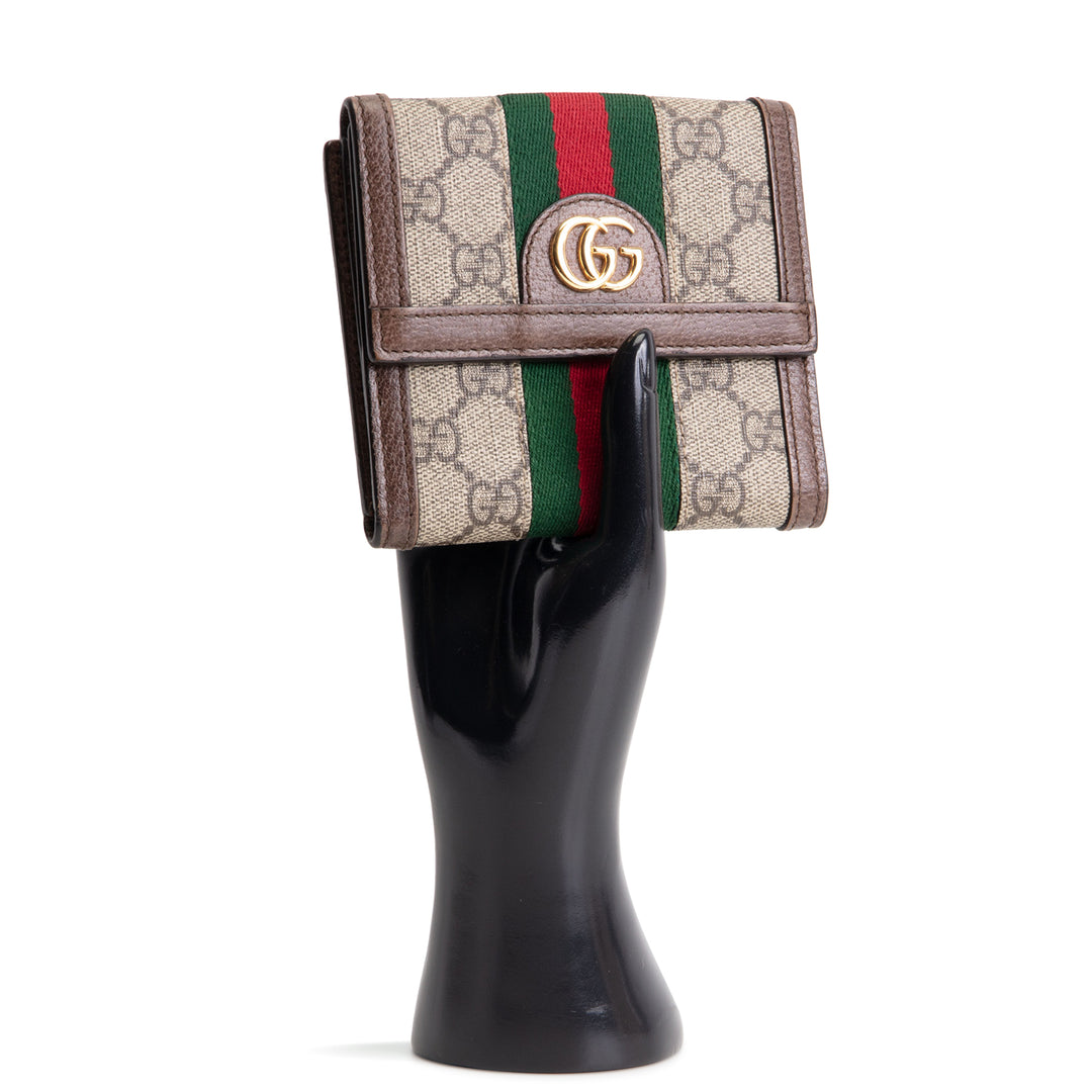 GUCCI Ophidia GG Supreme French Purse Wallet - Beige & Ebony