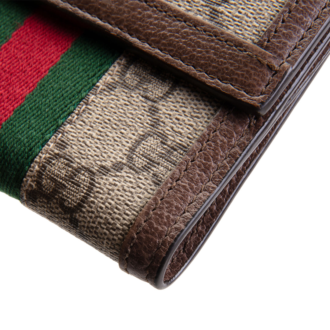 GUCCI Ophidia GG Supreme French Purse Wallet - Beige & Ebony