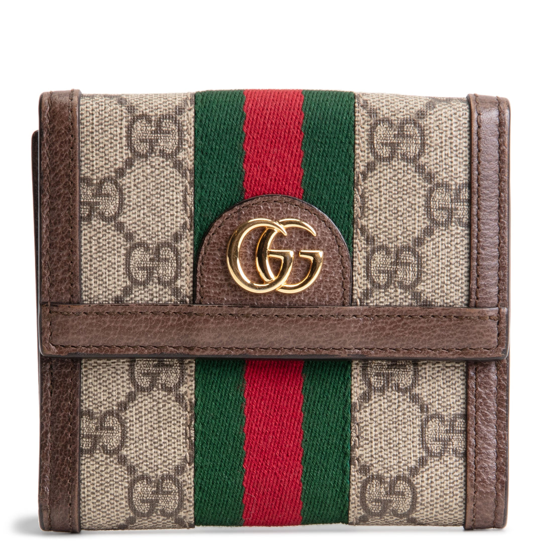 GUCCI Ophidia GG Supreme French Purse Wallet - Beige & Ebony
