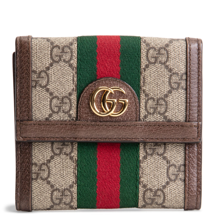 GUCCI Ophidia GG Supreme French Purse Wallet - Beige & Ebony