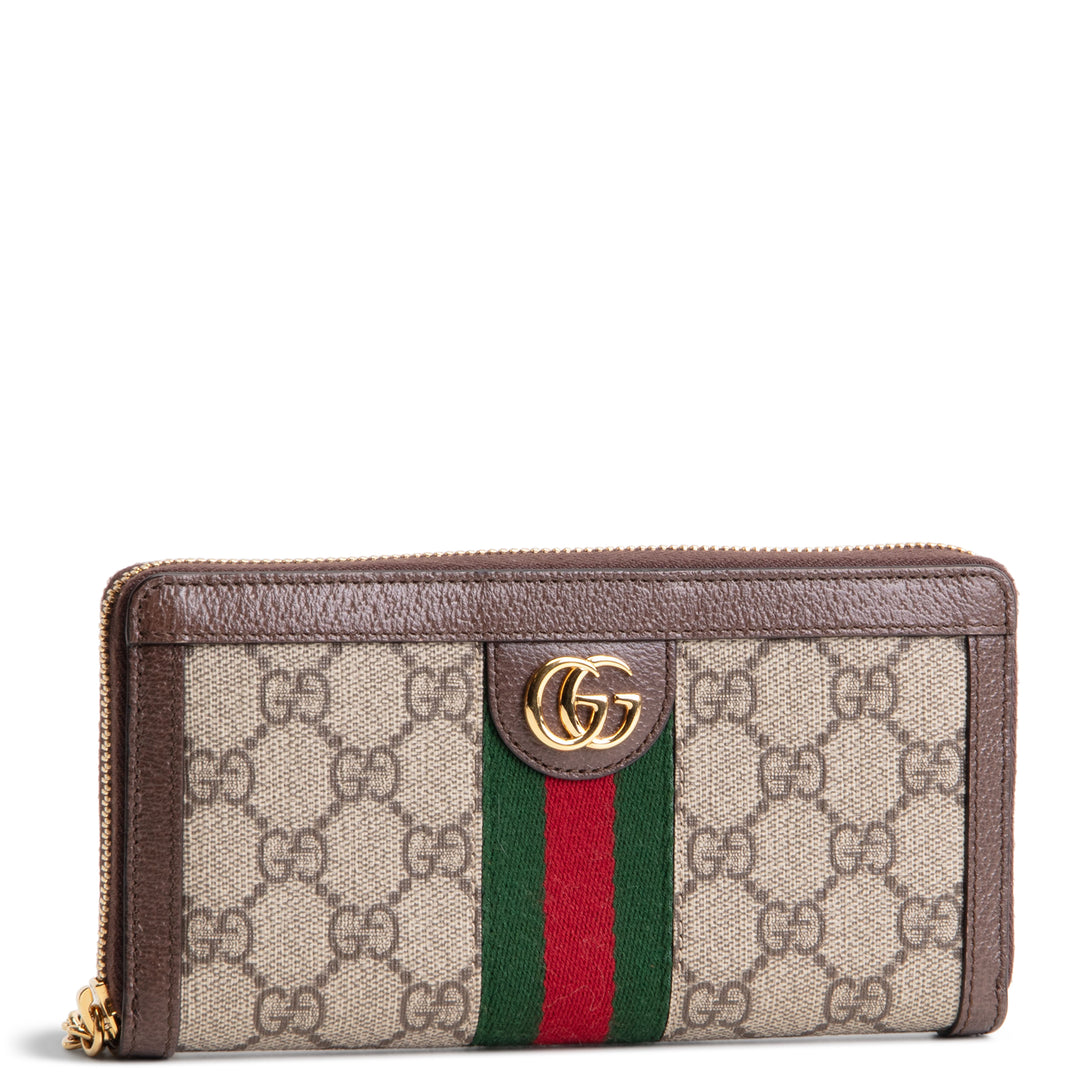 GUCCI GG Supreme Ophidia Zip Around Continental Wallet