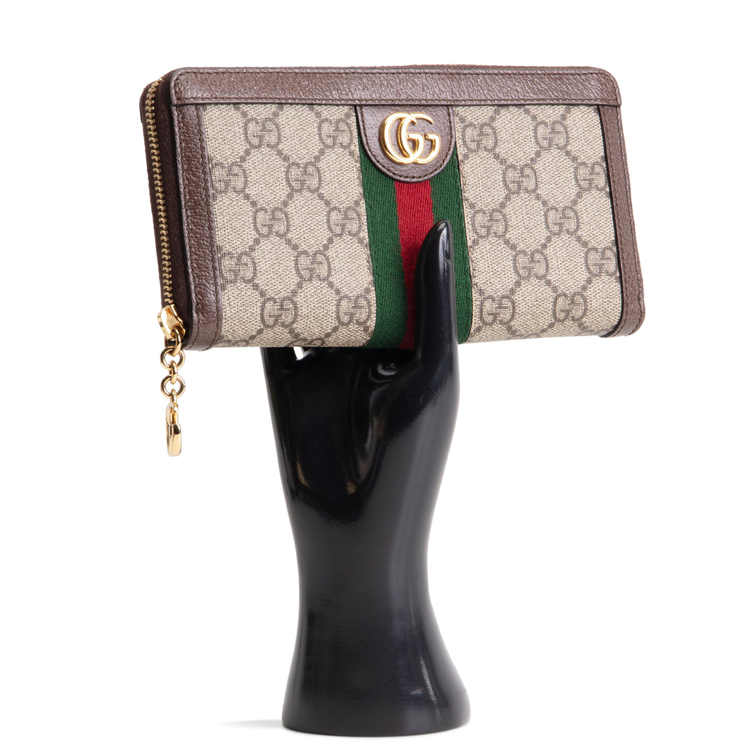 GUCCI GG Supreme Ophidia Zip Around Continental Wallet