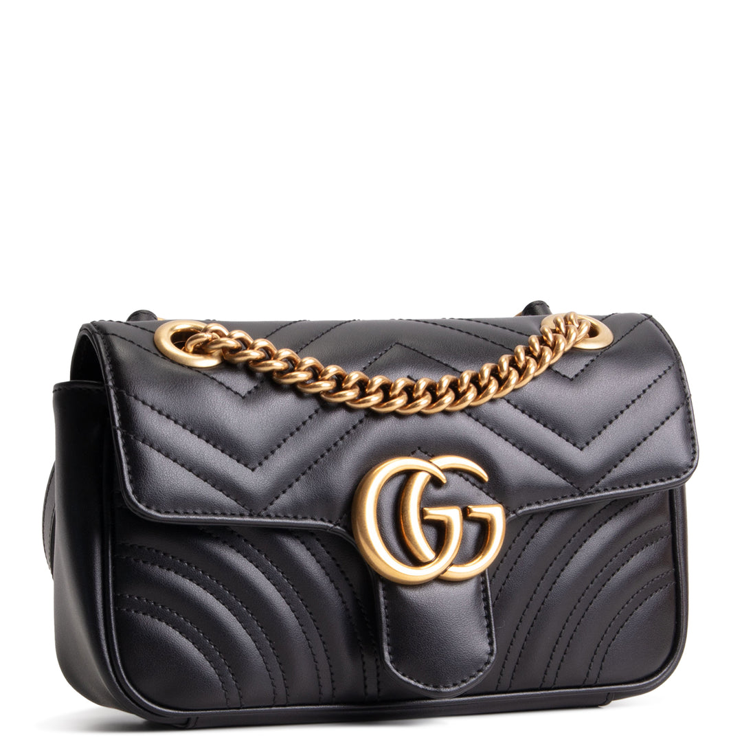 GUCCI Small GG Marmont Shoulder Bag - Black