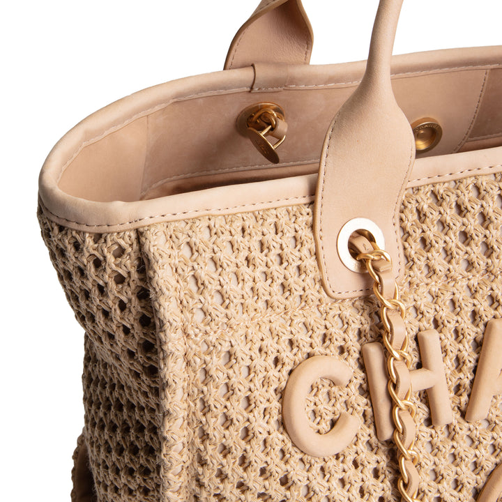 CHANEL Deauville Straw Suede Tote w/ Pouch - Small