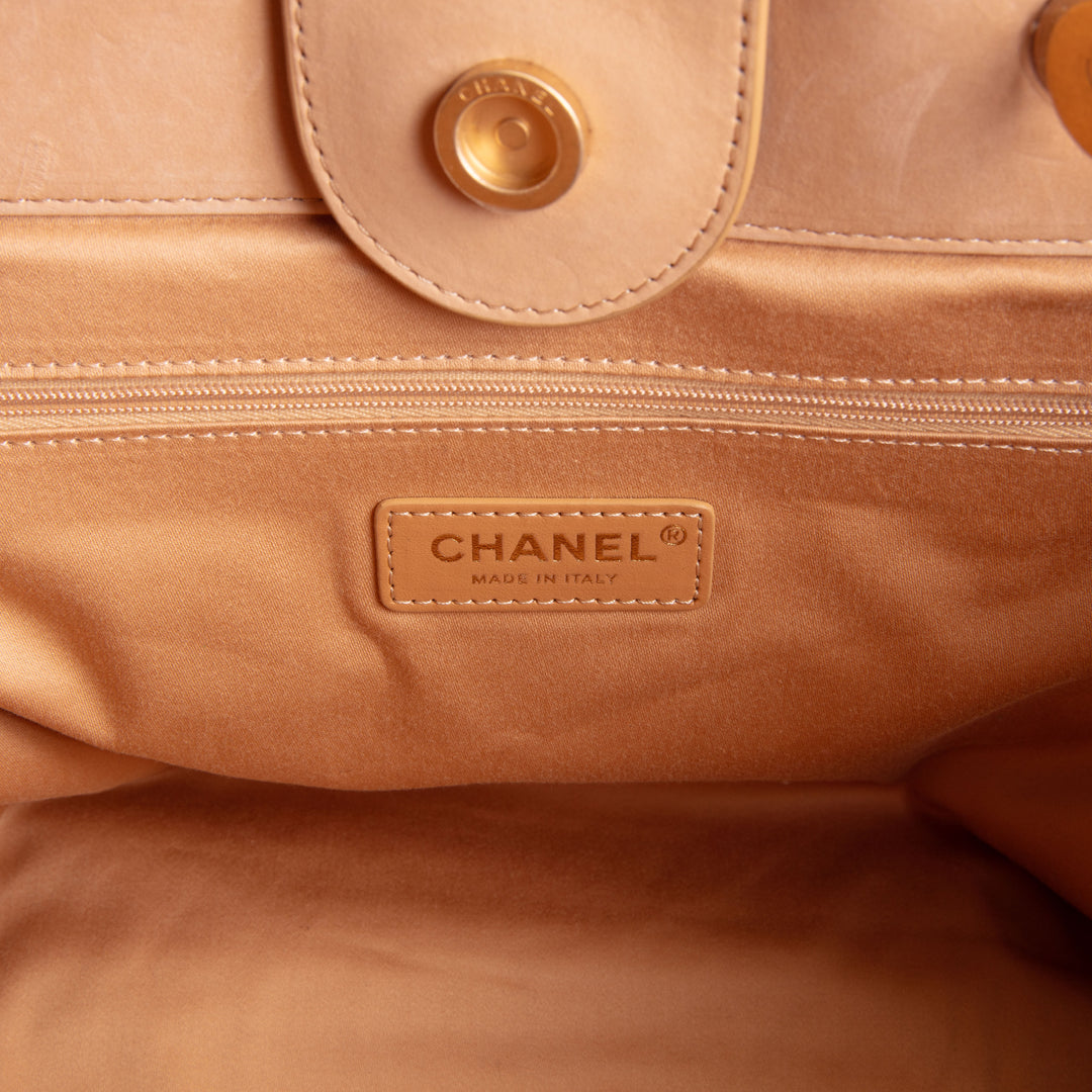 CHANEL Deauville Straw Suede Tote w/ Pouch - Small