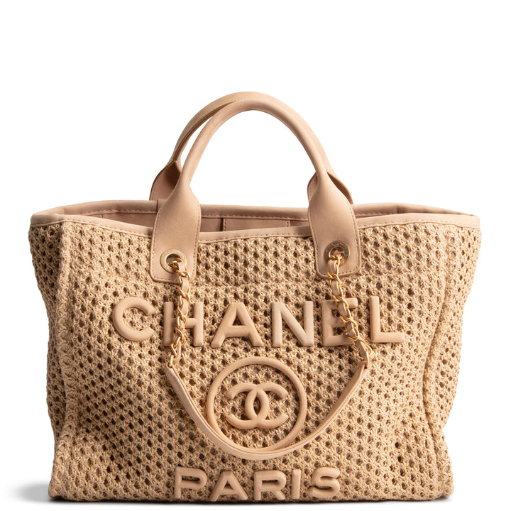 CHANEL Deauville Straw Suede Tote w/ Pouch - Small