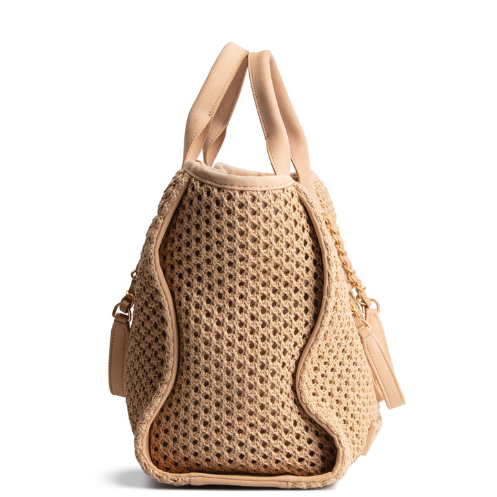 CHANEL Deauville Straw Suede Tote w/ Pouch - Small