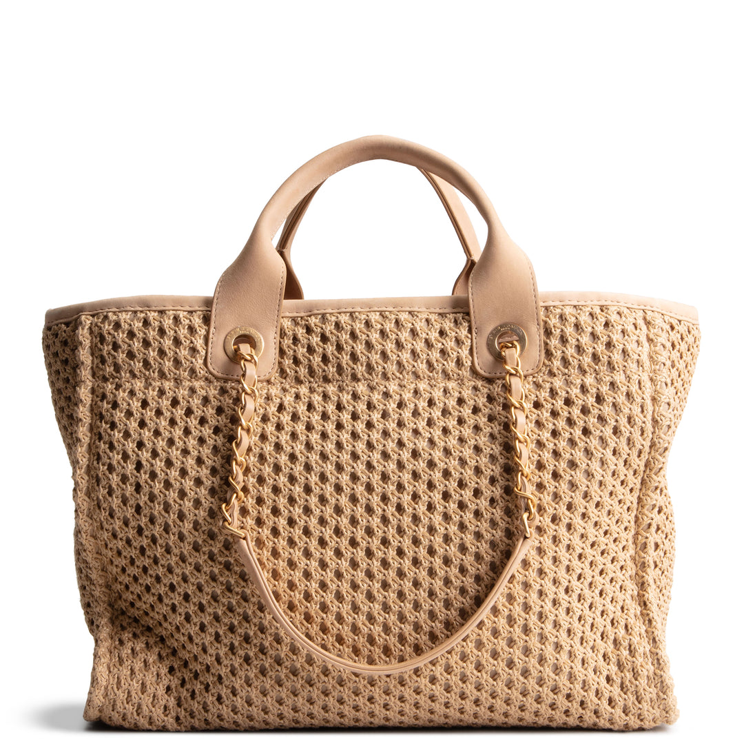 CHANEL Deauville Straw Suede Tote w/ Pouch - Small