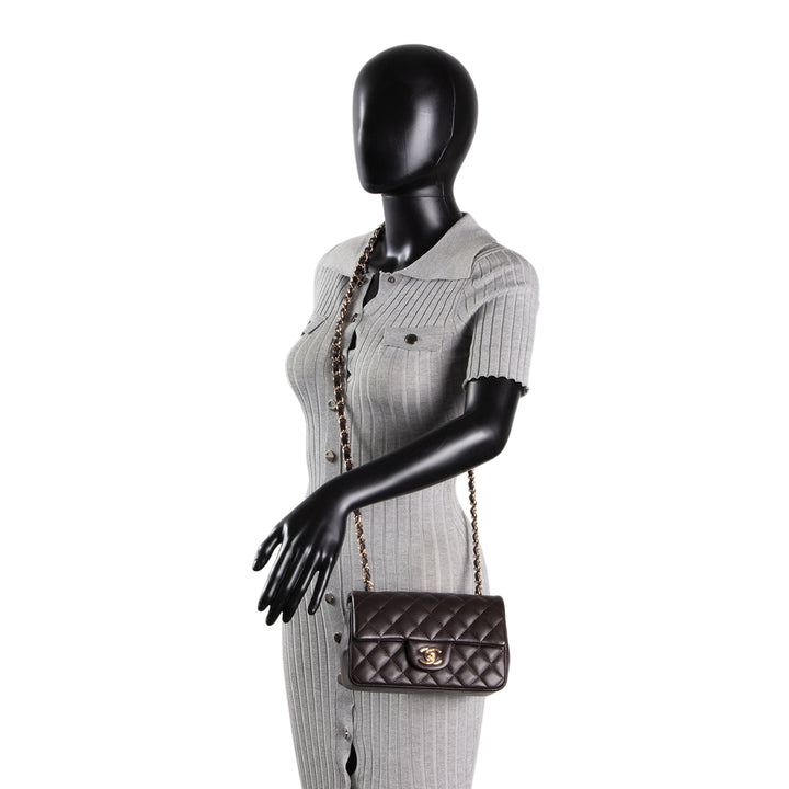 CHANEL Mini Rectangular Flap Bag - Chocolate Brown