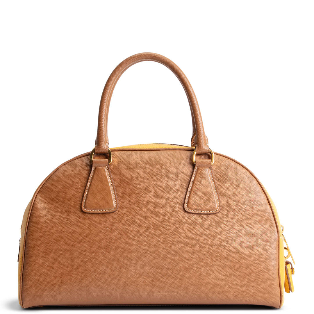 PRADA Saffiano Bowler Bag - Yellow/Brown