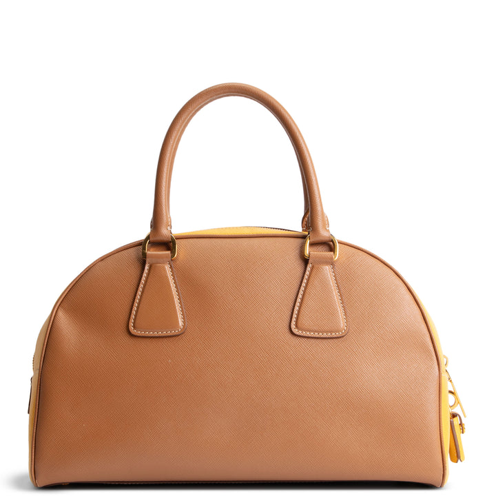 PRADA Saffiano Bowler Bag - Yellow/Brown