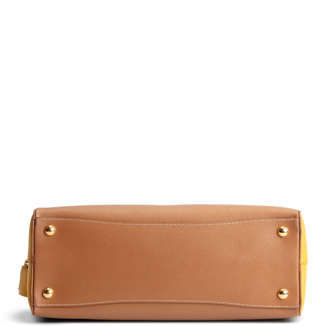 PRADA Saffiano Bowler Bag - Yellow/Brown
