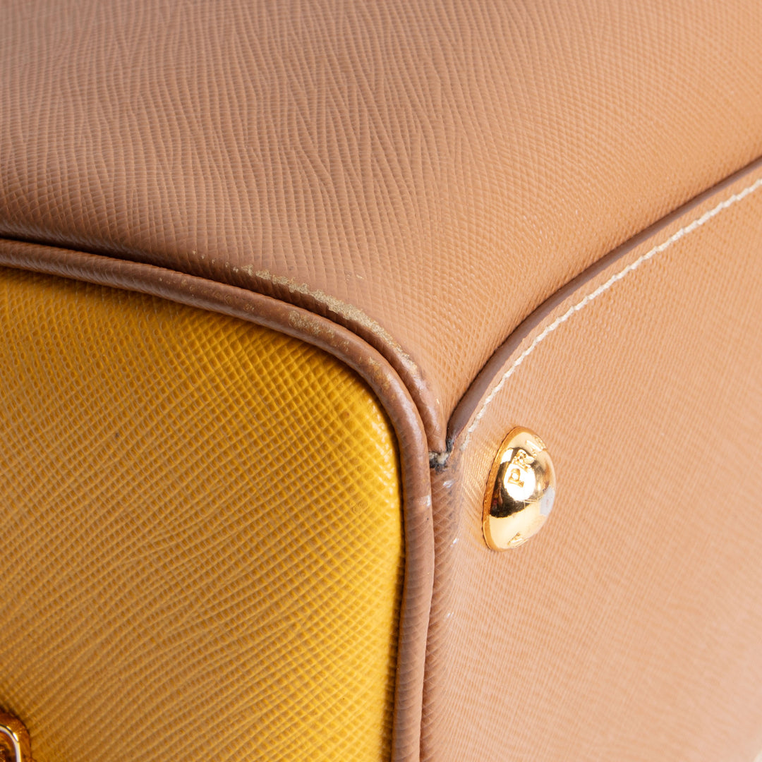 PRADA Saffiano Bowler Bag - Yellow/Brown