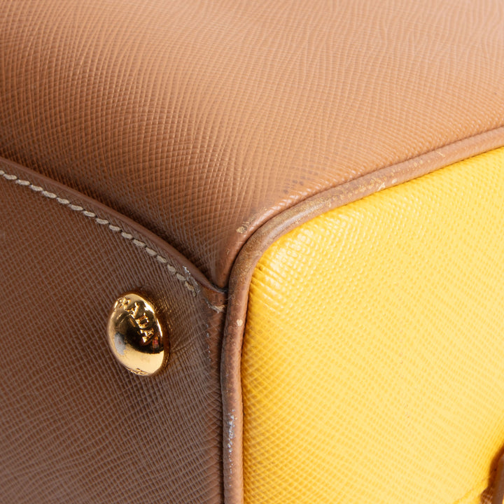 PRADA Saffiano Bowler Bag - Yellow/Brown