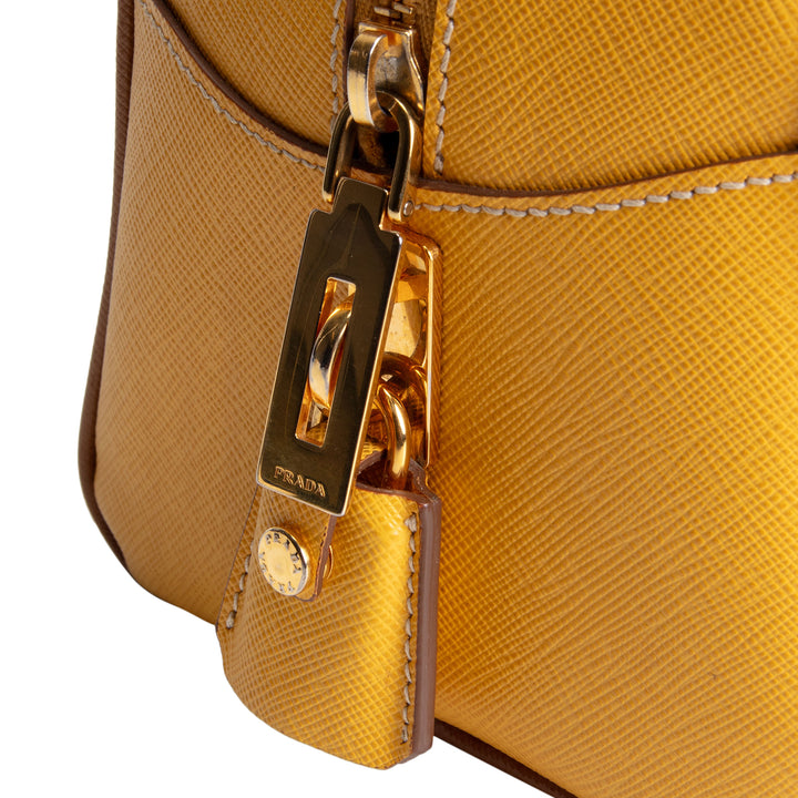 PRADA Saffiano Bowler Bag - Yellow/Brown