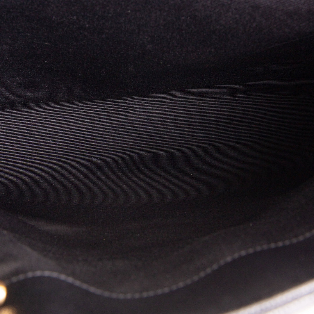 SAINT LAURENT Grain de Poudre Matelasse Chevron Shopping Tote - Black OUTLET FINAL SALE