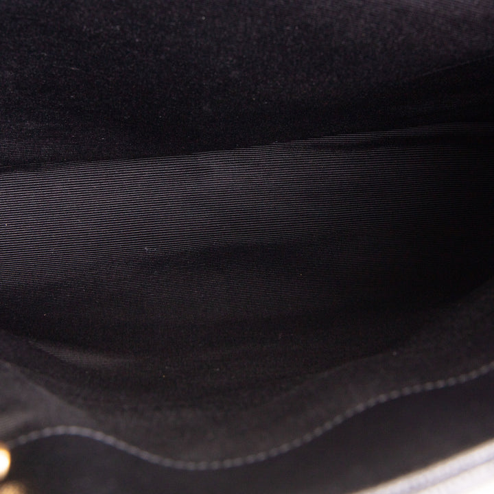 SAINT LAURENT Grain de Poudre Matelasse Chevron Shopping Tote - Black OUTLET FINAL SALE