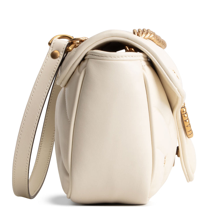 GUCCI Double G Torchon Marmont Shoulder Bag - White