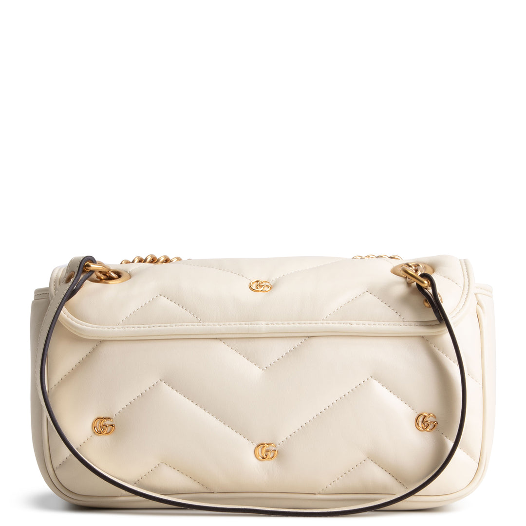 GUCCI Double G Torchon Marmont Shoulder Bag - White