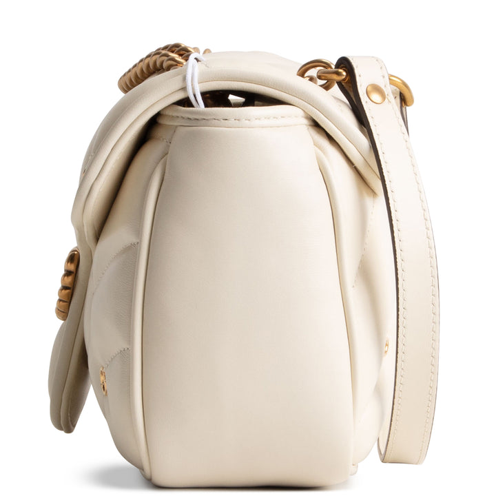 GUCCI Double G Torchon Marmont Shoulder Bag - White