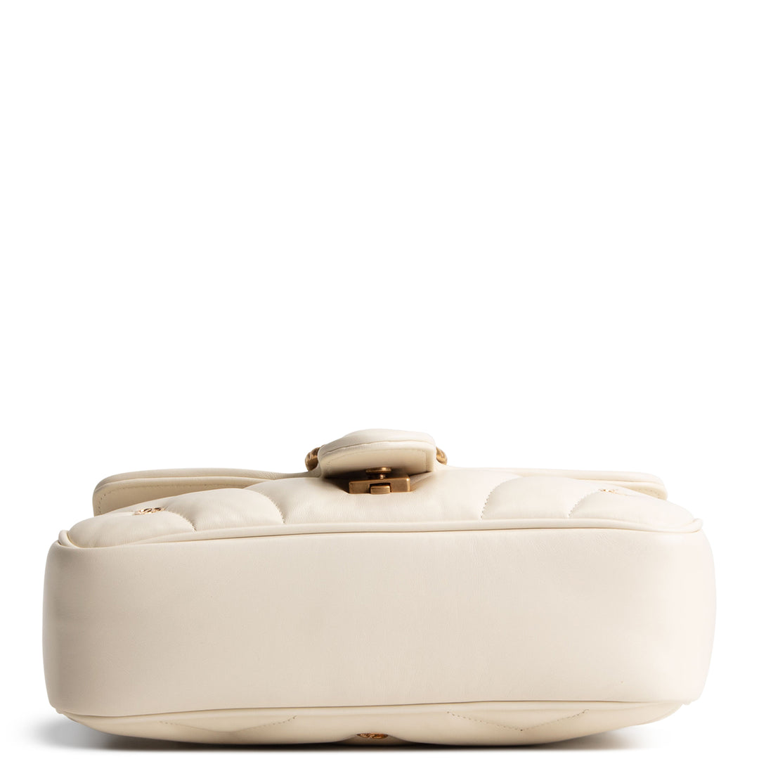 GUCCI Double G Torchon Marmont Shoulder Bag - White