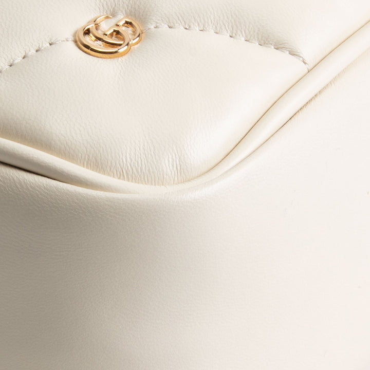 GUCCI Double G Torchon Marmont Shoulder Bag - White