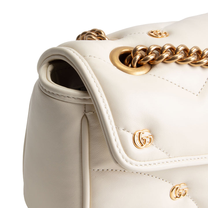 GUCCI Double G Torchon Marmont Shoulder Bag - White