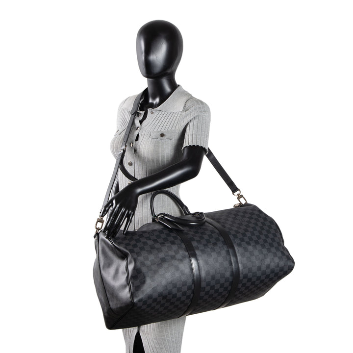 LOUIS VUITTON Damier Graphite Keepall Bandouliere 55