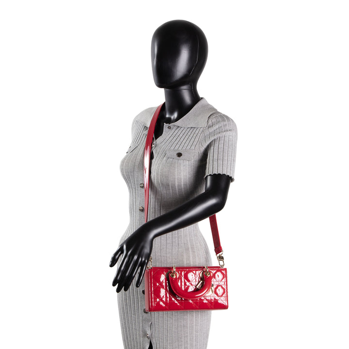 DIOR Lady D-Joy Patent Cannage Small- Red