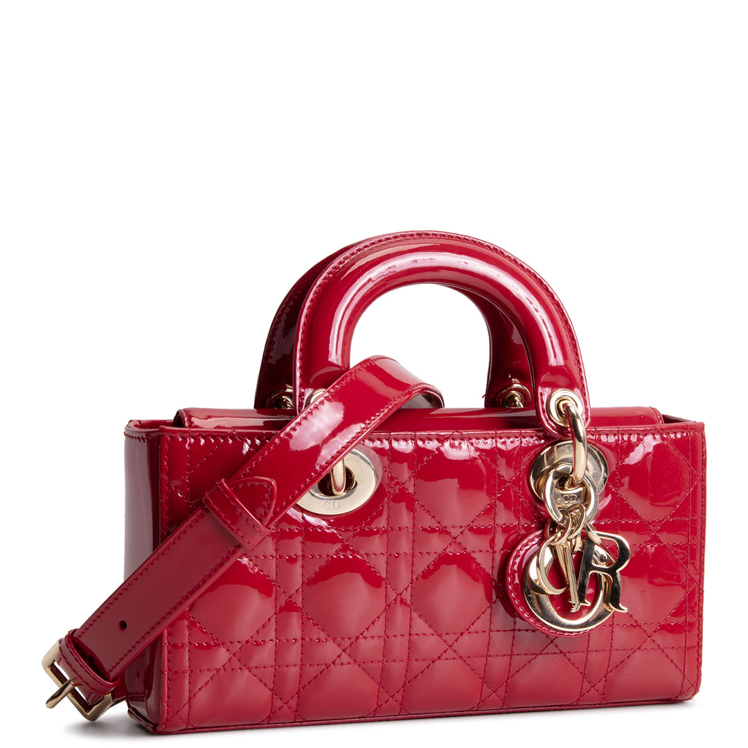 DIOR Lady D-Joy Patent Cannage Small- Red
