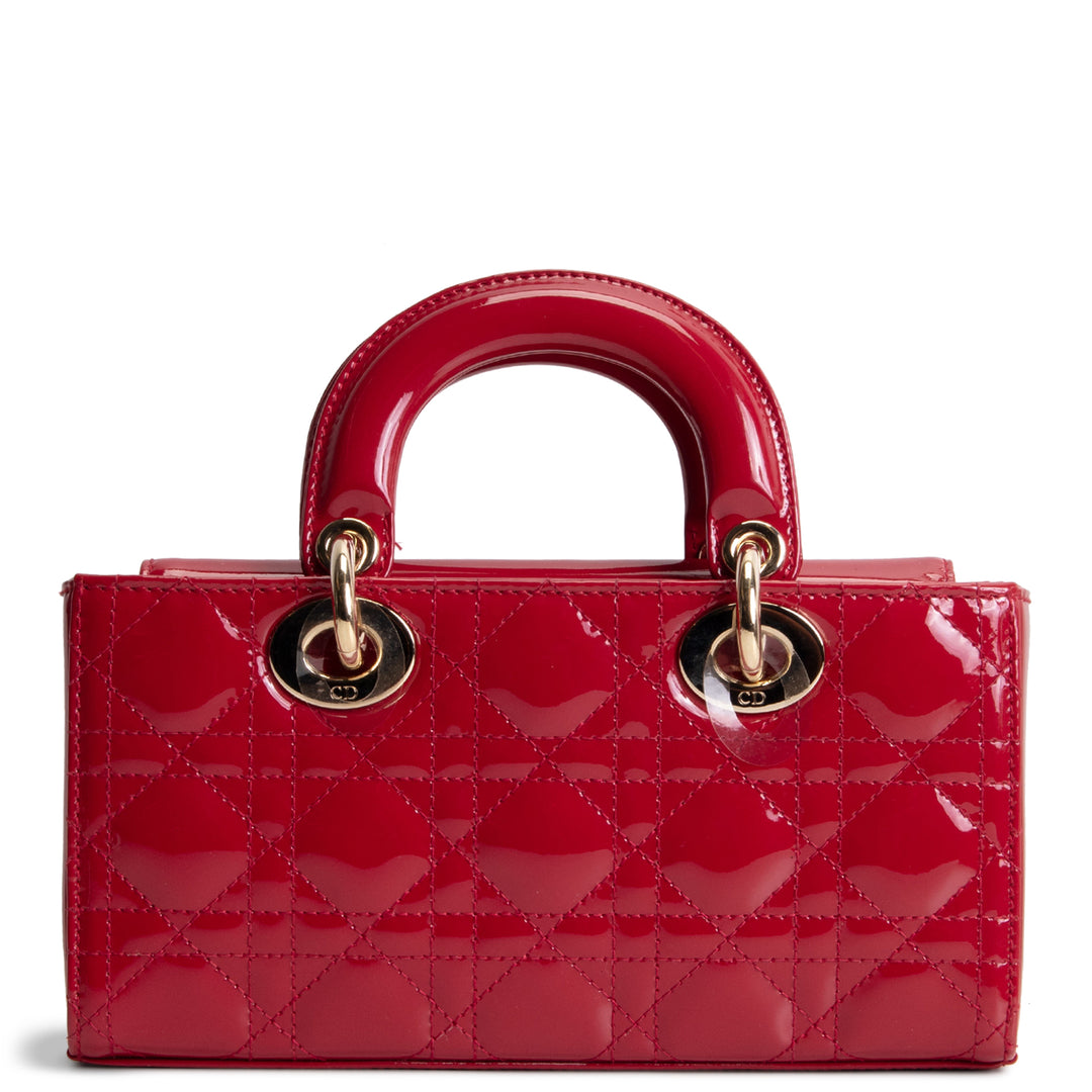 DIOR Lady D-Joy Patent Cannage Small- Red